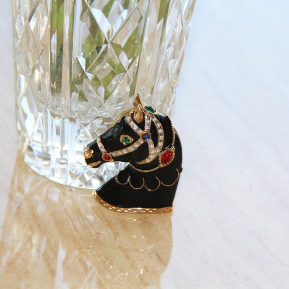 Vintage Gem-Craft Gemstone Horse Head Brooch - Picture 11 of 13